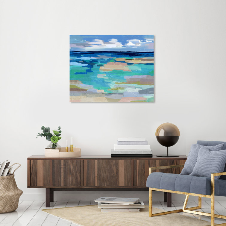 Oliver Gal Clear Sky Abstract Ocean Clouds Coastal Blue On Canvas